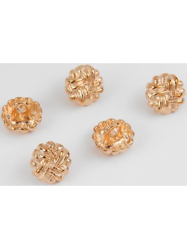 Набор металлических пуговиц на ножке, d = 11 мм, 5 шт, цвет золотой