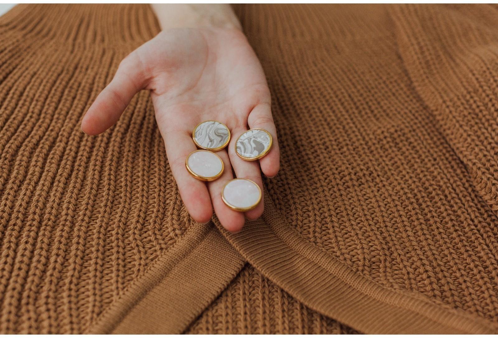 Набор металлических пуговиц на ножке, d = 25 мм, 2 шт, цвет золотой/розовый кварц