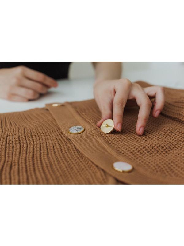 Набор металлических пуговиц на ножке, d = 25 мм, 2 шт, цвет золотой/розовый кварц