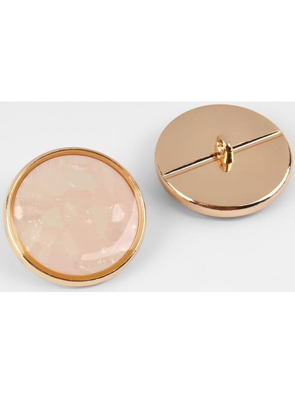 Набор металлических пуговиц на ножке, d = 25 мм, 2 шт, цвет золотой/розовый кварц