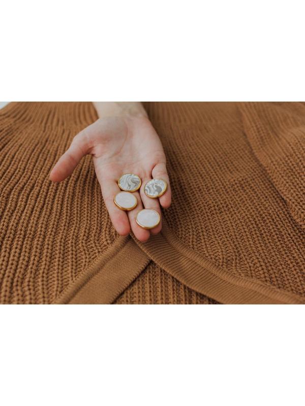 Набор металлических пуговиц на ножке, d = 25 мм, 2 шт, цвет золотой/розовый кварц