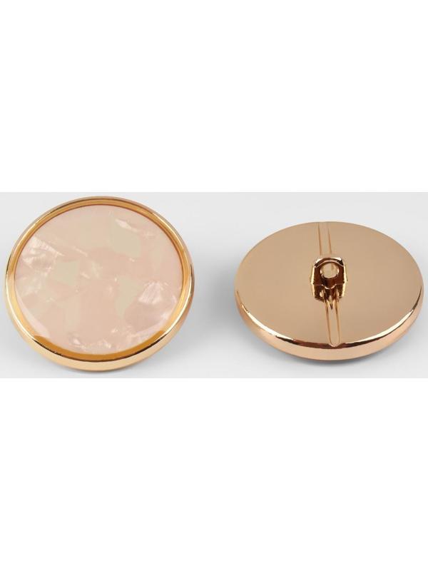 Набор металлических пуговиц на ножке, d = 25 мм, 2 шт, цвет золотой/розовый кварц