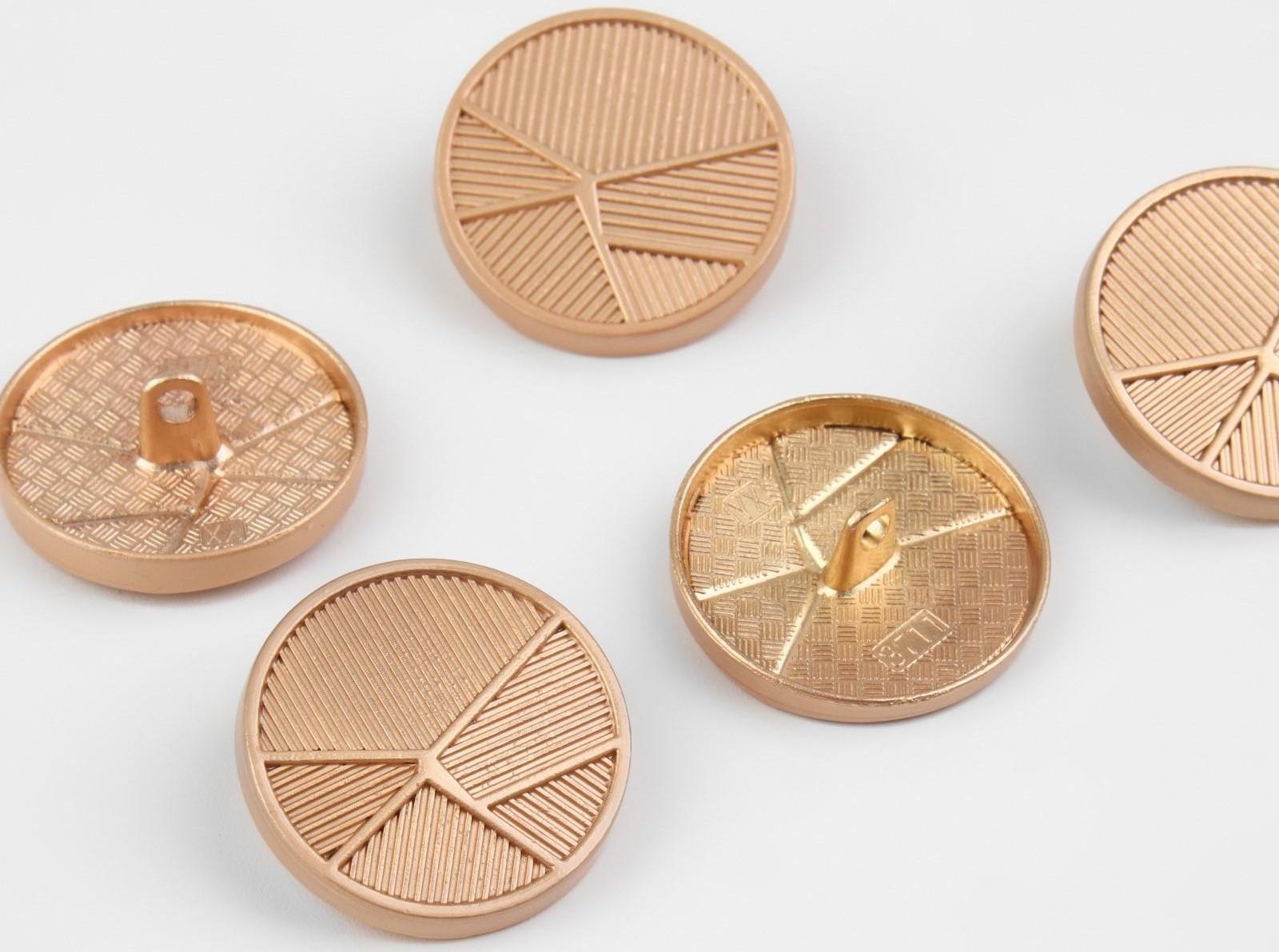 Набор металлических пуговиц на ножке «Геометрия», d = 25 мм, 5 шт, цвет золотой