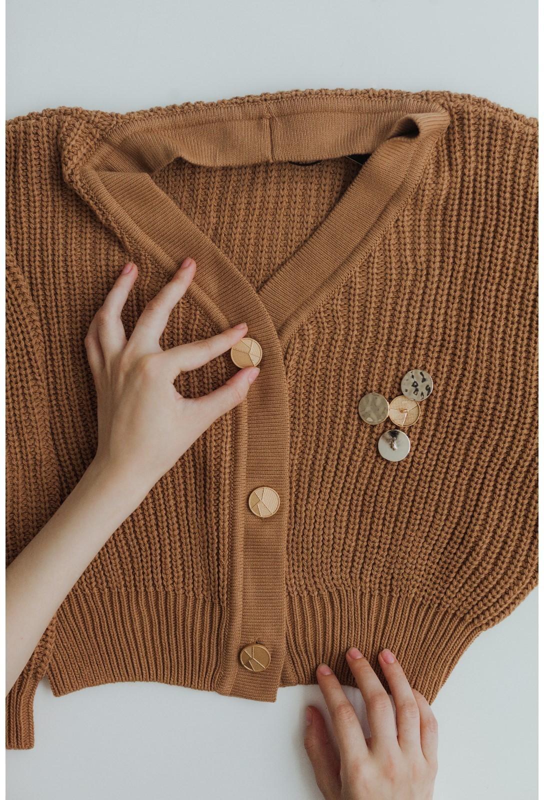 Набор металлических пуговиц на ножке «Геометрия», d = 25 мм, 5 шт, цвет золотой