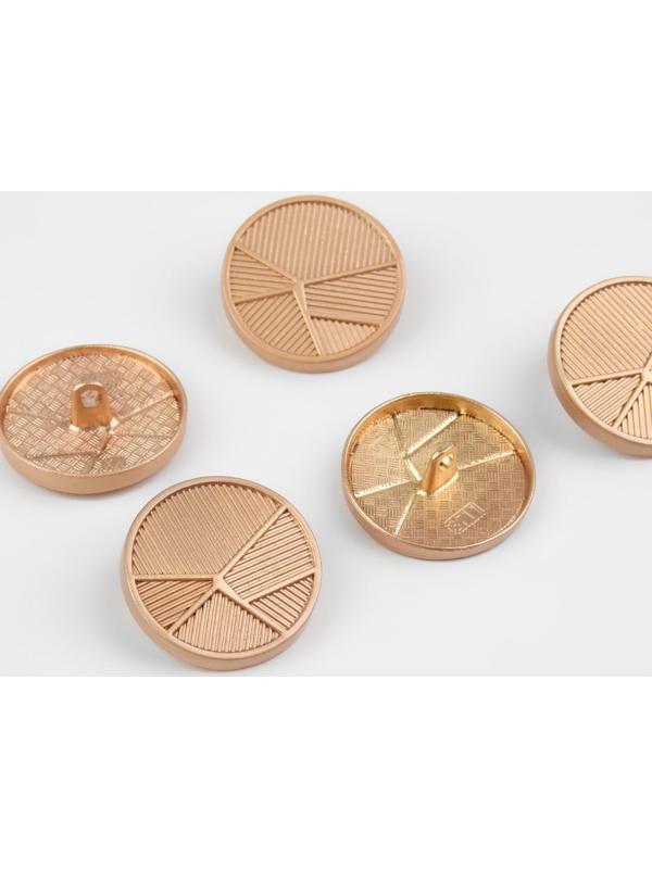 Набор металлических пуговиц на ножке «Геометрия», d = 25 мм, 5 шт, цвет золотой