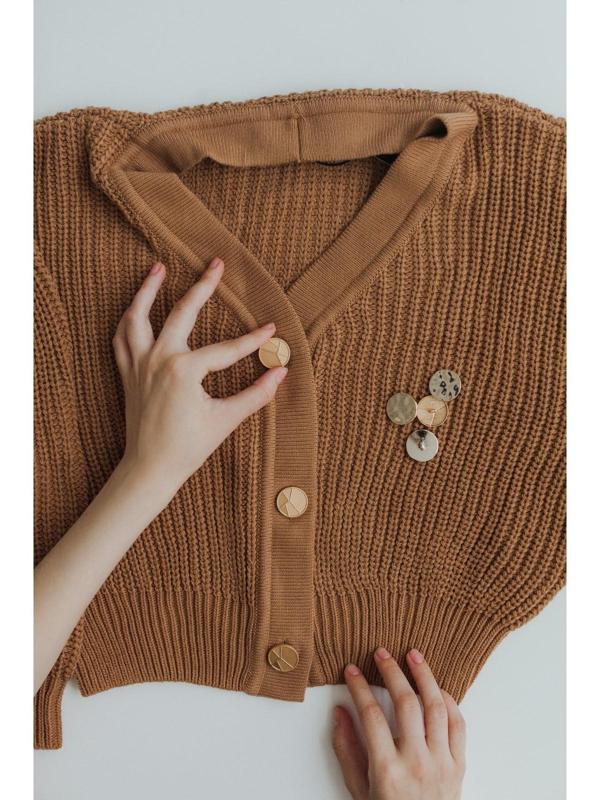 Набор металлических пуговиц на ножке «Геометрия», d = 25 мм, 5 шт, цвет золотой