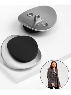 Набор металлических пуговиц на ножке, d = 27 мм, 2 шт, цвет серебряный/чёрный