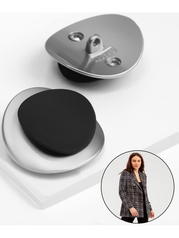 Набор металлических пуговиц на ножке, d = 27 мм, 2 шт, цвет серебряный/чёрный