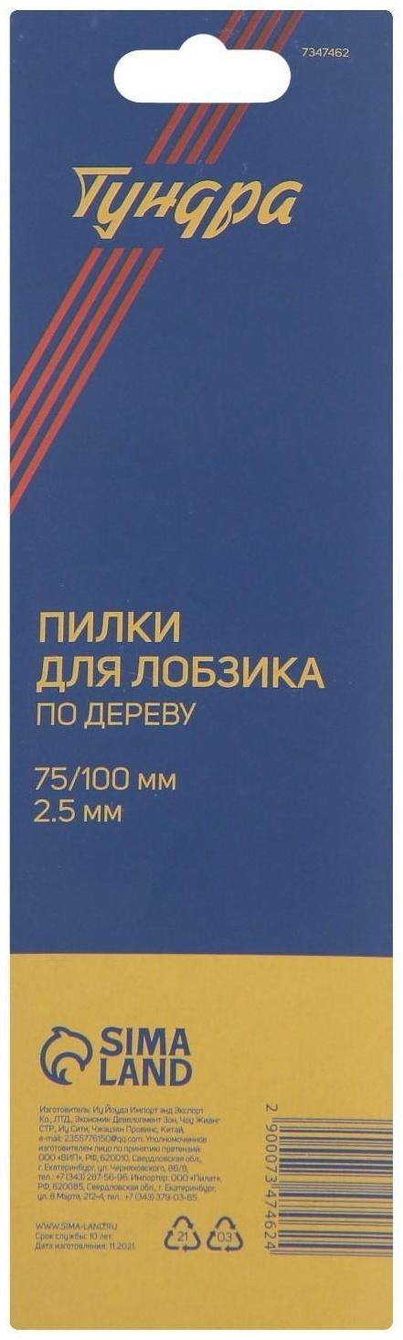 Пилки для лобзиков ТУНДРА, по дереву, чистый прямой рез, HCS, 75/100 х 2.5 мм, 2 шт.