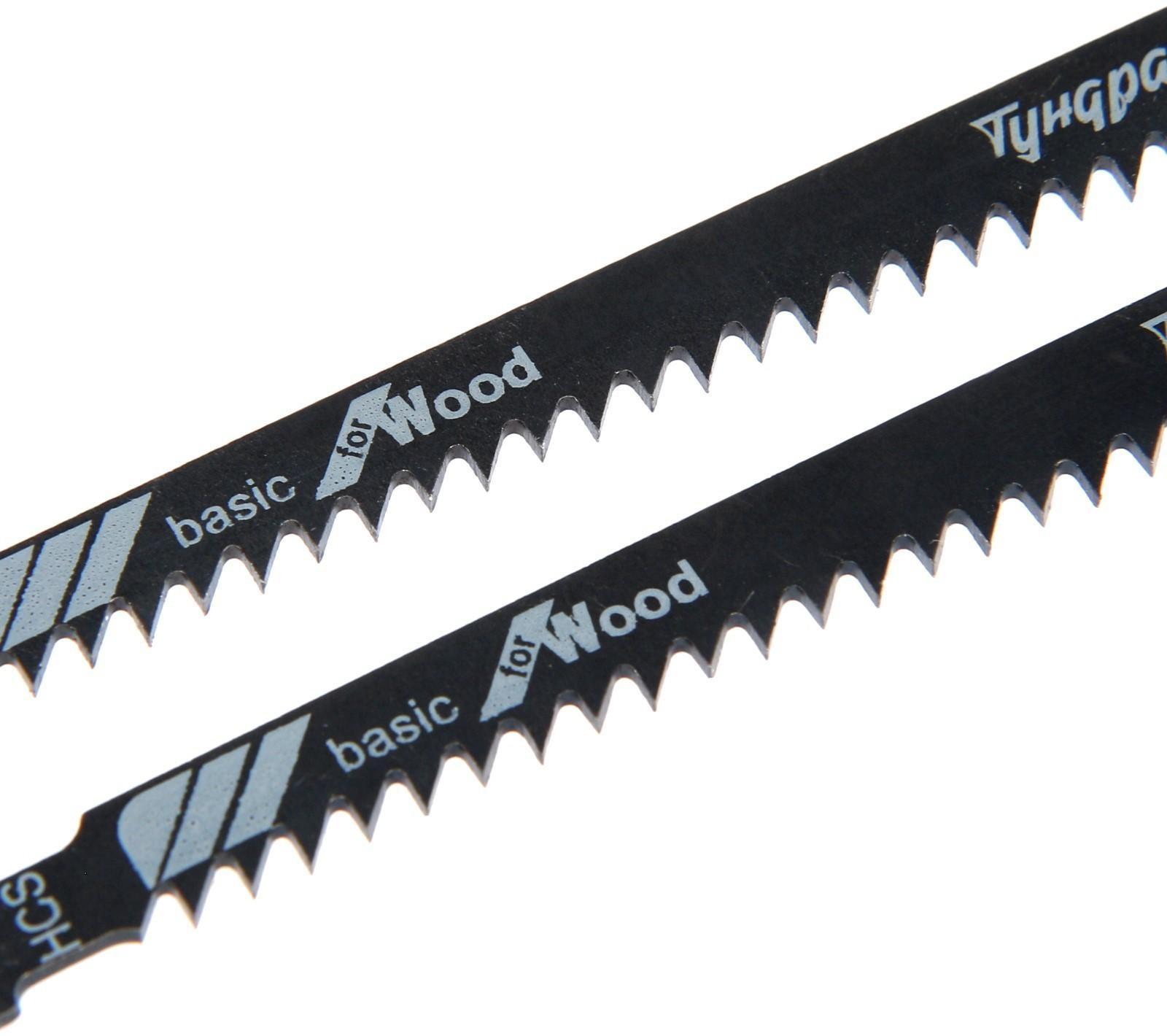 Пилки для лобзиков ТУНДРА, по дереву, прямой грубый рез, HCS, 75/100 х 3 мм, 2 шт.