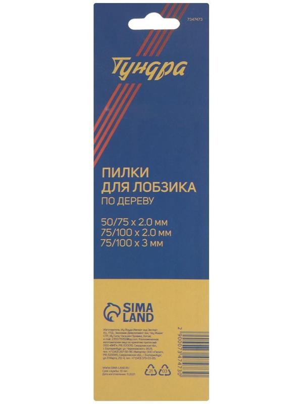 Набор пилок для лобзиков ТУНДРА, по дереву, прямой, фигурный и быстрый рез, HCS, 3 шт.