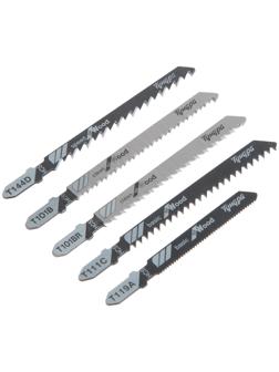 Универсальный набор пилок для лобзиков ТУНДРА, по дереву и металлу, 5 шт.