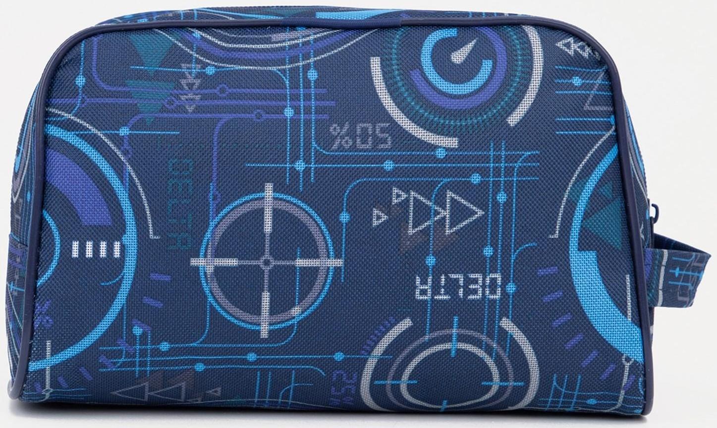 Косметичка на молнии, с подкладом, цвет синий