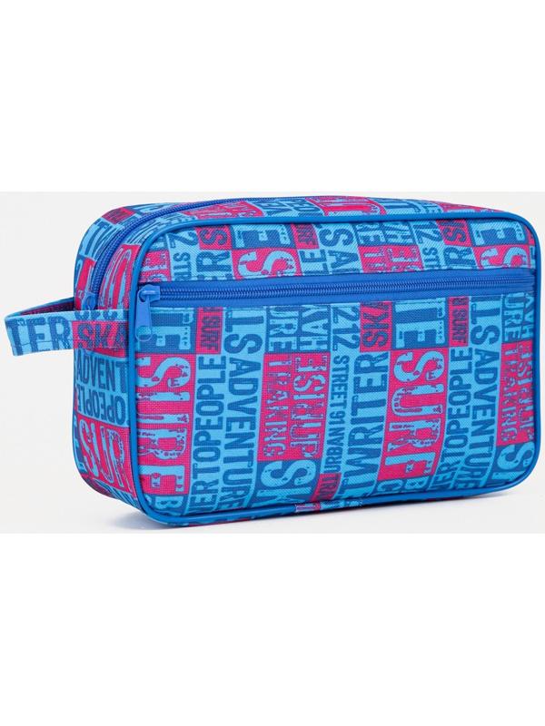 Косметичка на молнии, с подкладом, наружный карман, цвет синий