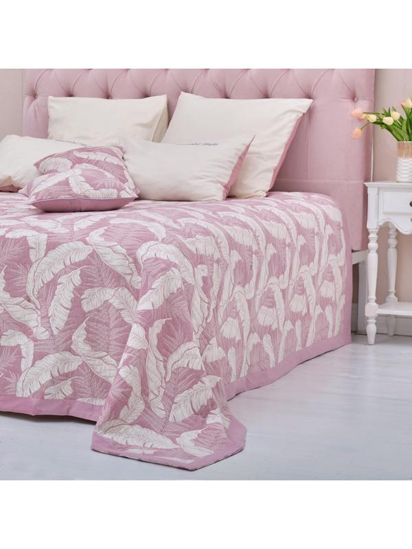 Покрывало хлопковое Этель «Перья» 180х240±5 см, цвет фиолетовый, 100%хлопок, 300гр/м2