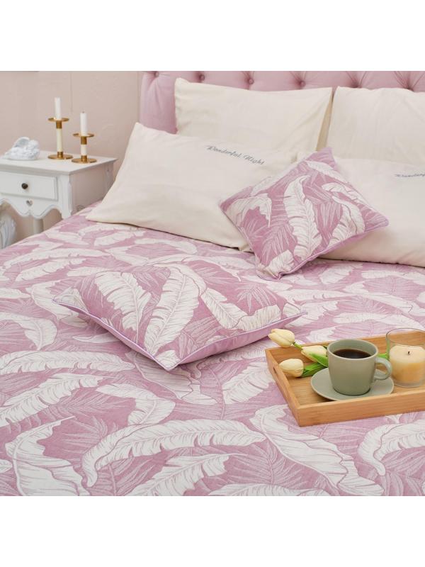 Покрывало хлопковое Этель «Перья» 180х240±5 см, цвет фиолетовый, 100%хлопок, 300гр/м2