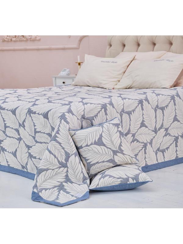 Покрывало хлопковое Этель «Листопад» 180х240±5 см, цвет синий, 100%хлопок, 300гр/м2