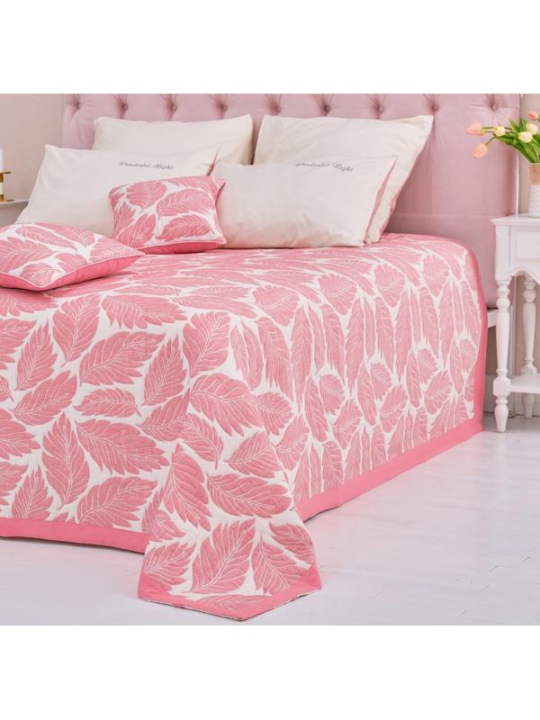 Покрывало хлопковое Этель «Листопад» 180х240±5 см, цвет розовый, 100%хлопок, 300гр/м2