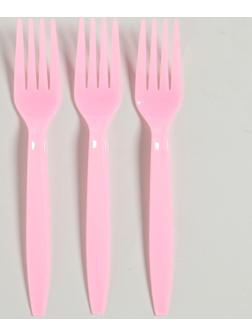 Вилка пластиковая, в наборе 6 штук, цвет розовый