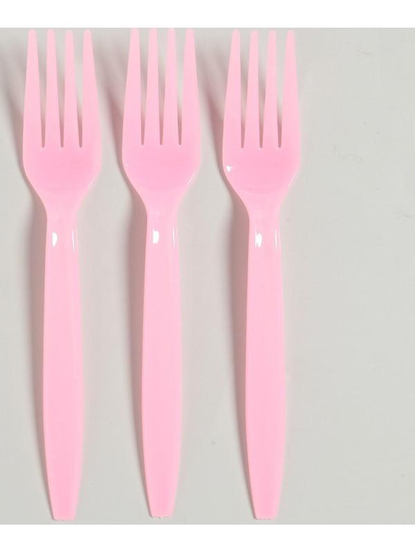 Вилка пластиковая, в наборе 6 штук, цвет розовый
