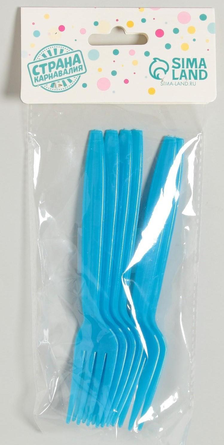 Вилка пластиковая, в наборе 6 штук, цвет голубой