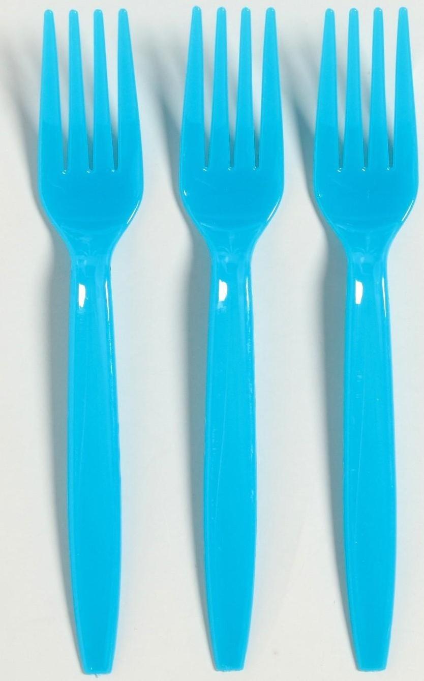 Вилка пластиковая, в наборе 6 штук, цвет голубой
