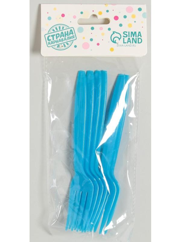 Вилка пластиковая, в наборе 6 штук, цвет голубой