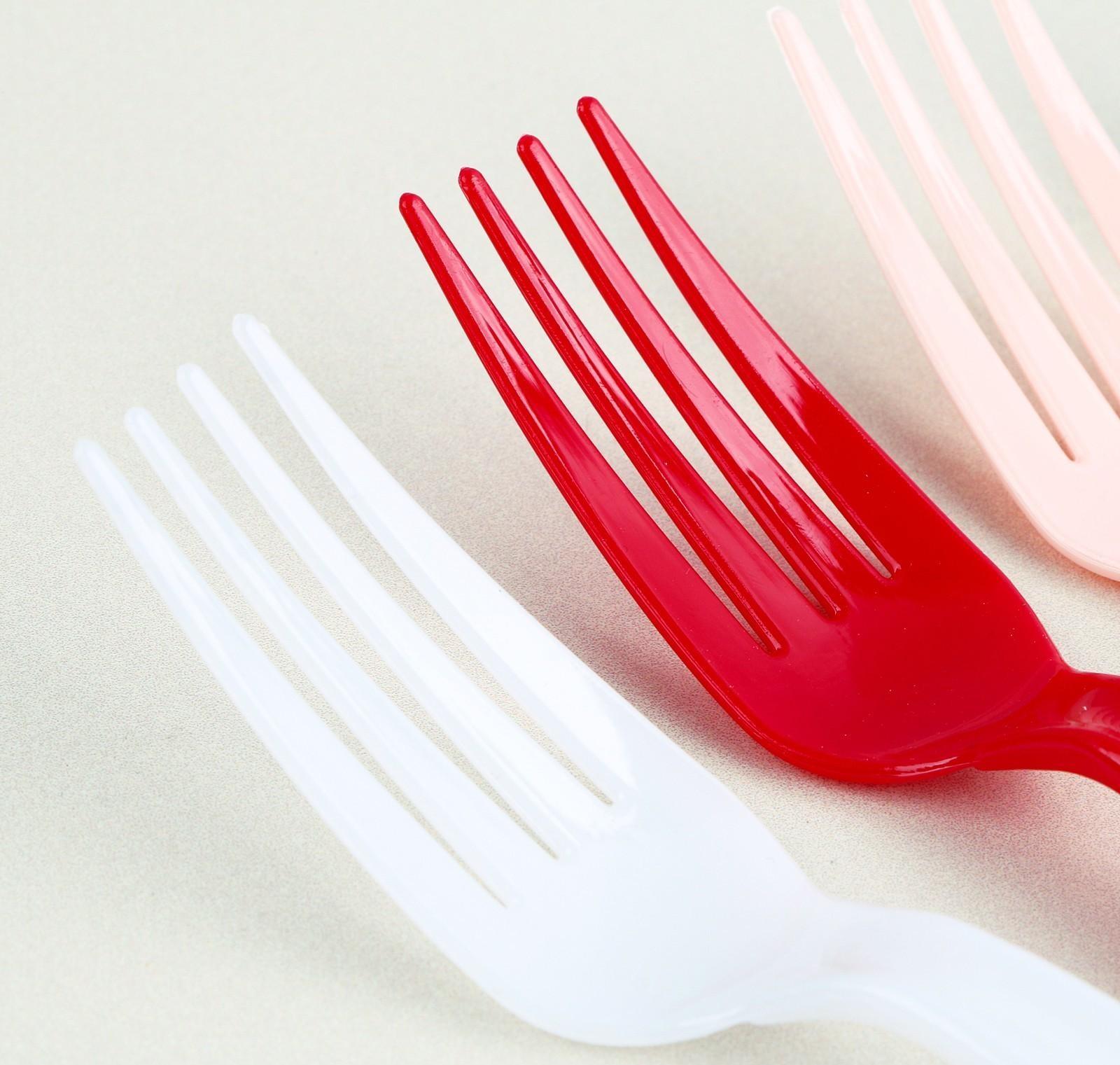 Вилка пластиковая, в наборе 6 штук, цвета МИКС