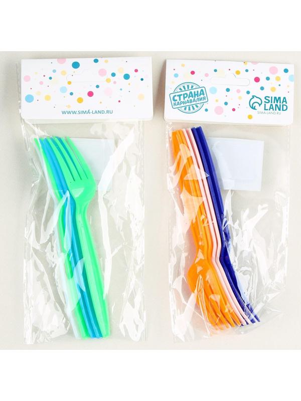 Вилка пластиковая, в наборе 6 штук, цвета МИКС