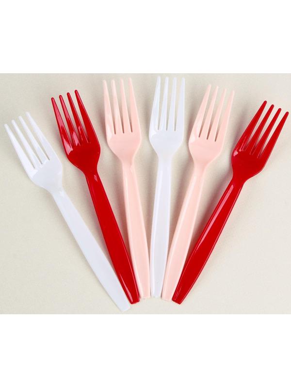 Вилка пластиковая, в наборе 6 штук, цвета МИКС