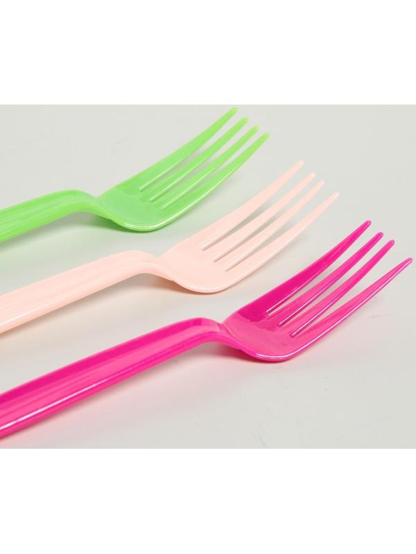Вилка пластиковая, в наборе 6 штук, цвета МИКС