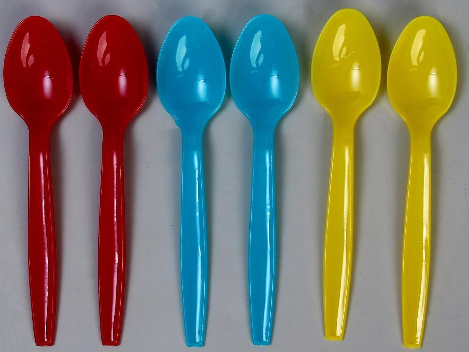 Ложка пластиковая, в наборе 6 штук, цвета МИКС