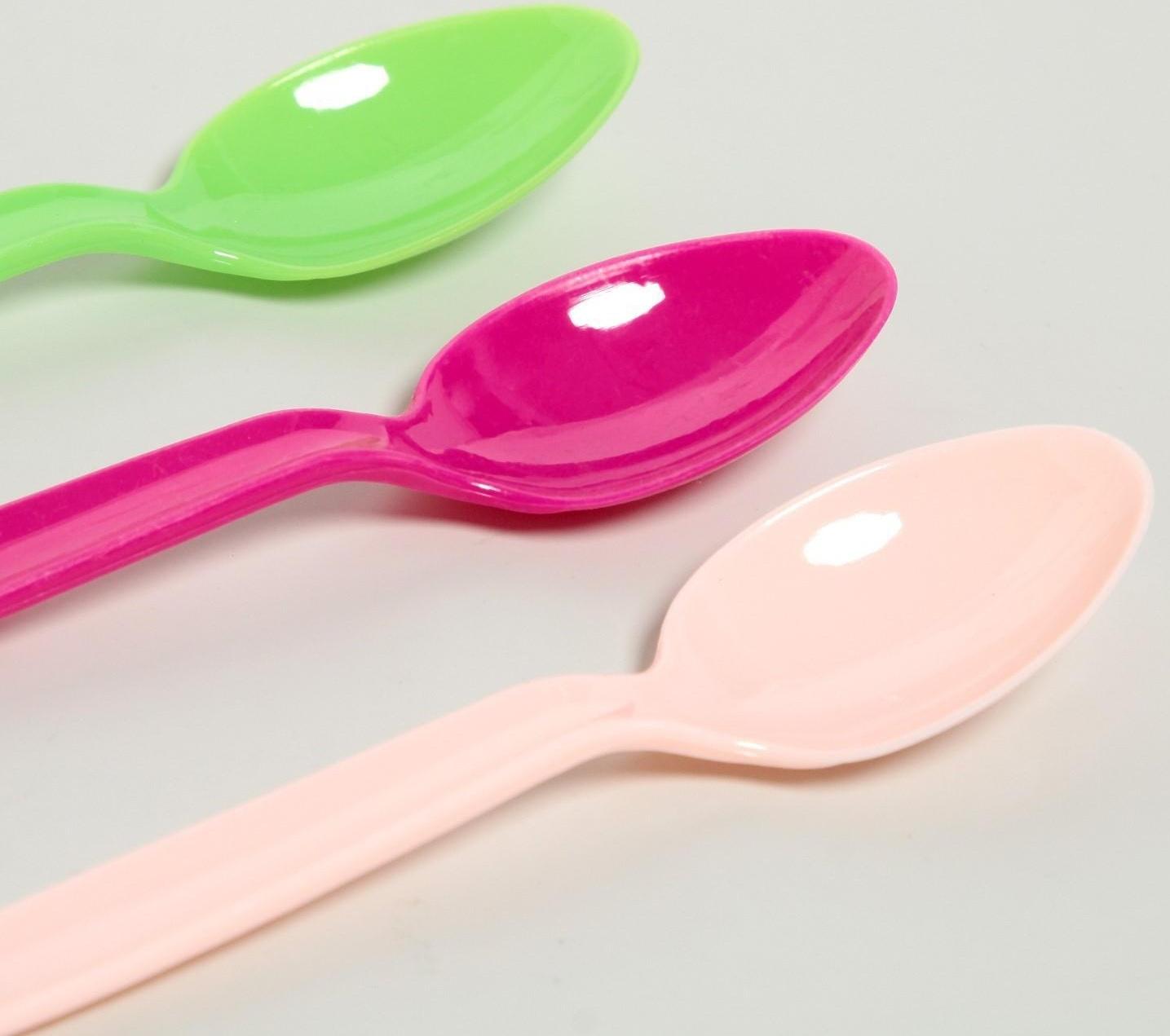 Ложка пластиковая, в наборе 6 штук, цвета МИКС