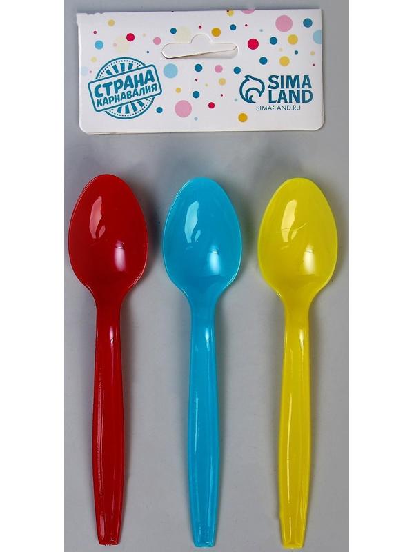 Ложка пластиковая, в наборе 6 штук, цвета МИКС