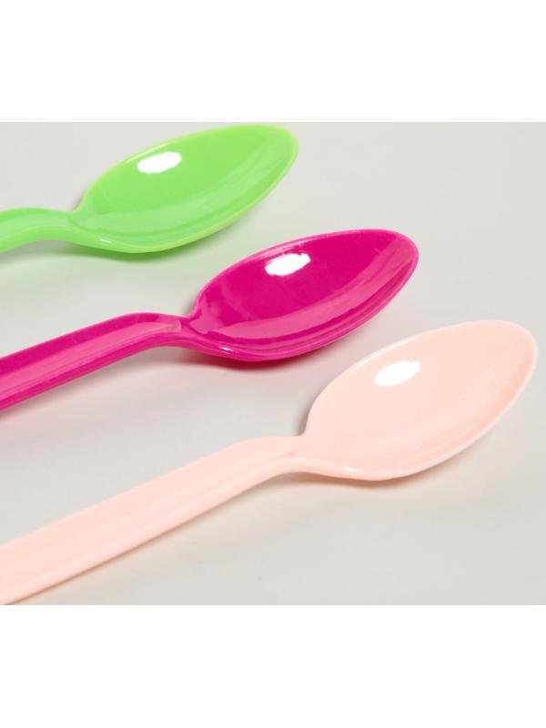 Ложка пластиковая, в наборе 6 штук, цвета МИКС