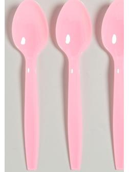 Ложка пластиковая, в наборе 6 штук, цвет розовый