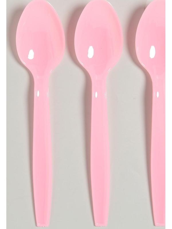 Ложка пластиковая, в наборе 6 штук, цвет розовый