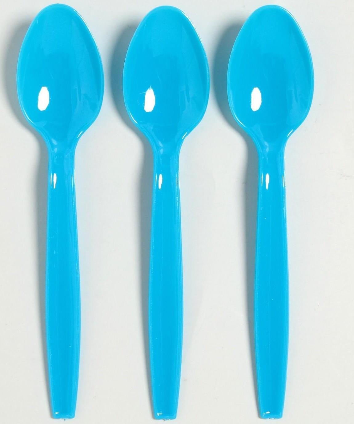 Ложка пластиковая, в наборе 6 штук, цвет голубой