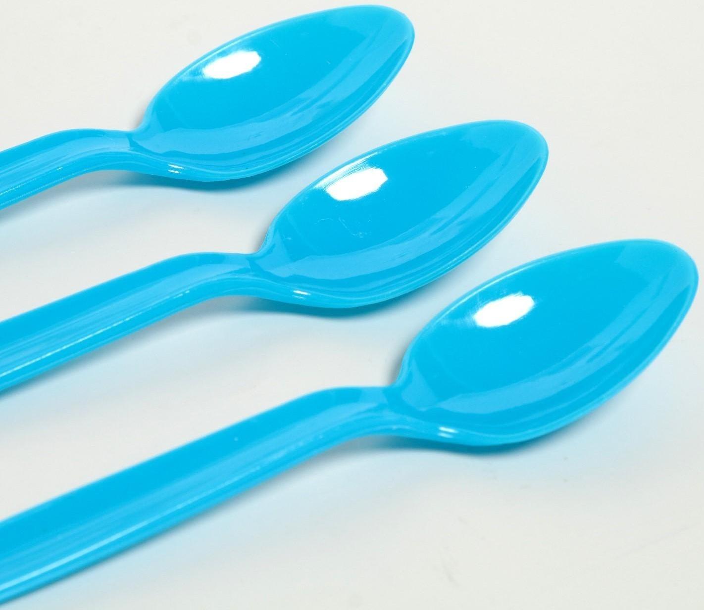 Ложка пластиковая, в наборе 6 штук, цвет голубой