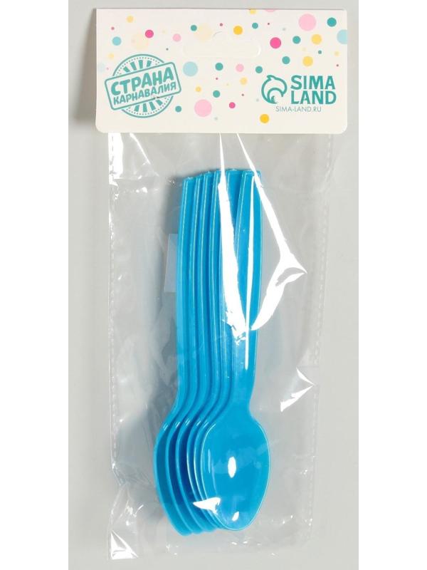 Ложка пластиковая, в наборе 6 штук, цвет голубой