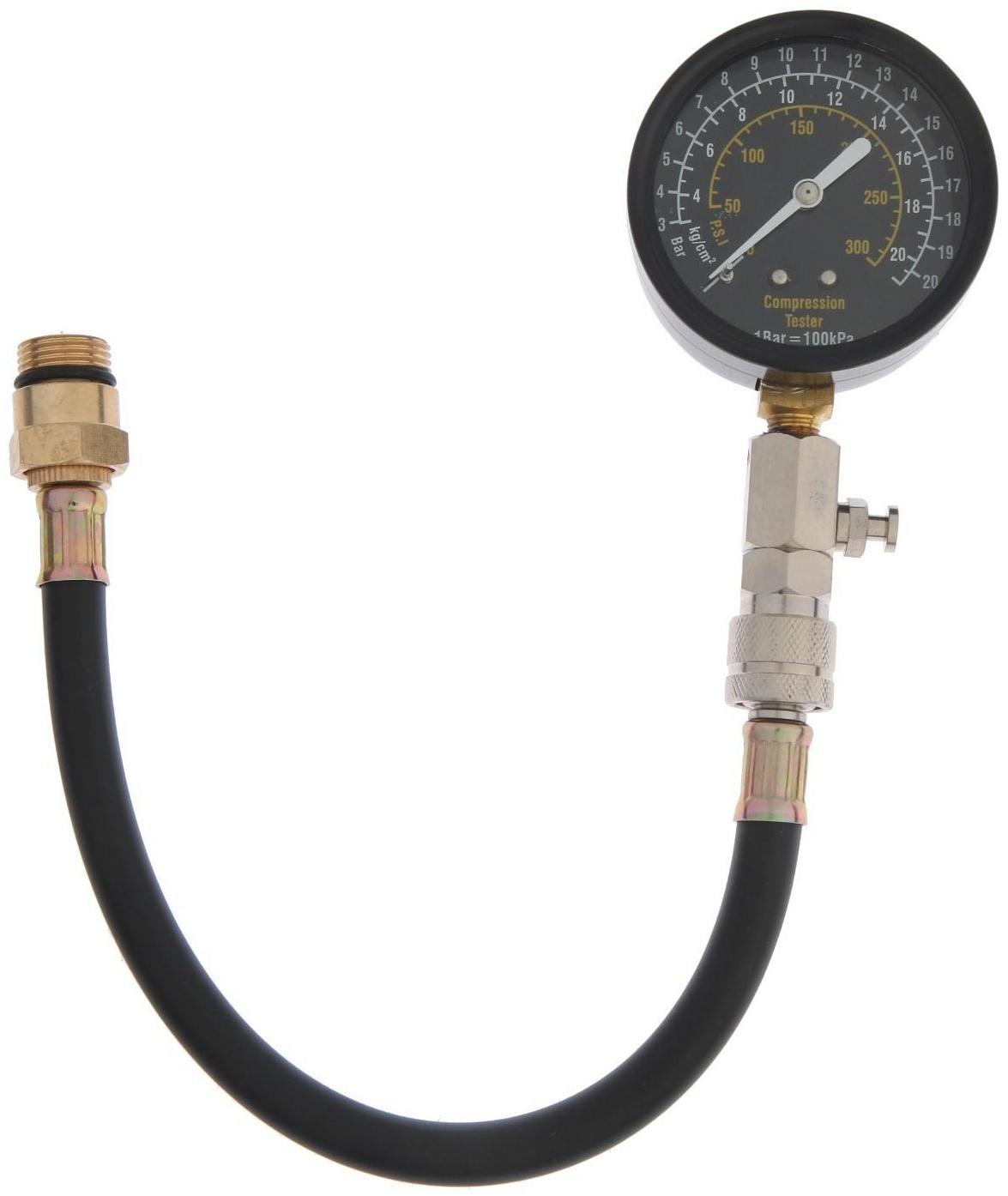 Компрессометр СЕРВИС КЛЮЧ, 77781, G-320 HD, с гибким шлангом, механический