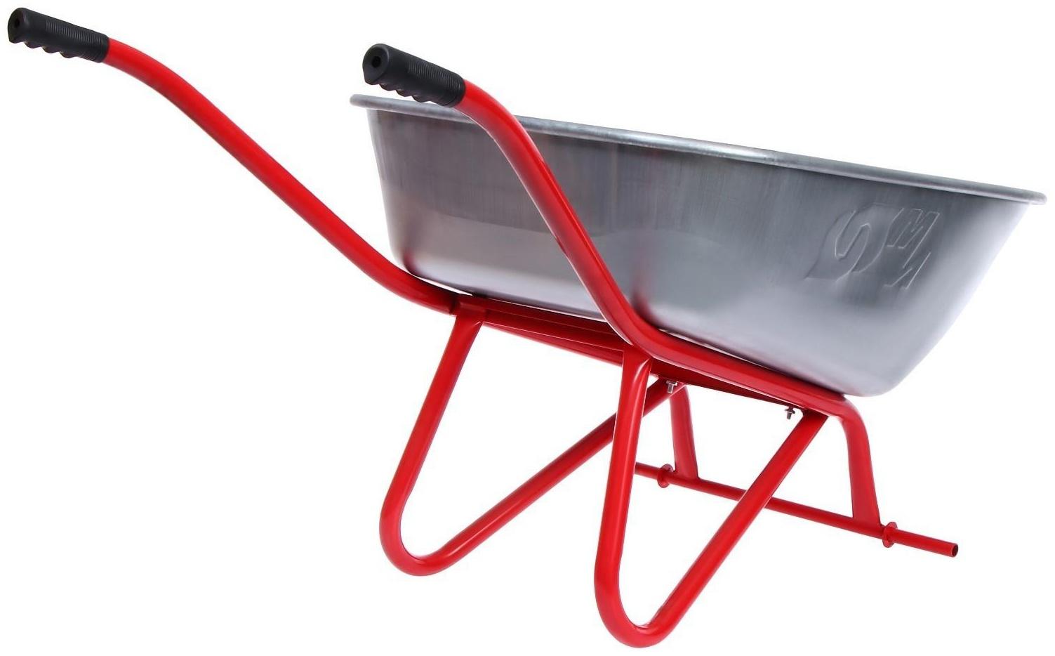 Тачка строительная, двухколёсная: груз/п 350 кг, объём 150 л, красные ручки