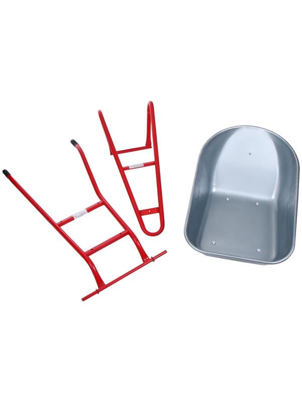 Тачка строительная, двухколёсная: груз/п 350 кг, объём 150 л, красные ручки