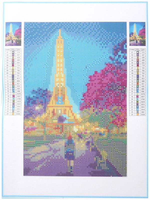 Алмазная мозаика со светящимися стразами «Город любви» 20х30 см, на холсте