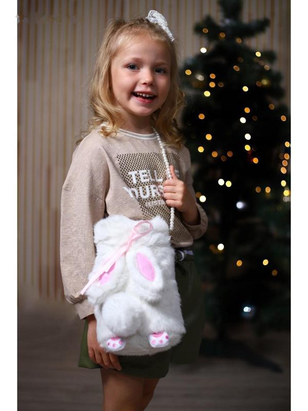 Сумка-мешок плюшевая детская «Зайка», 26х24 см