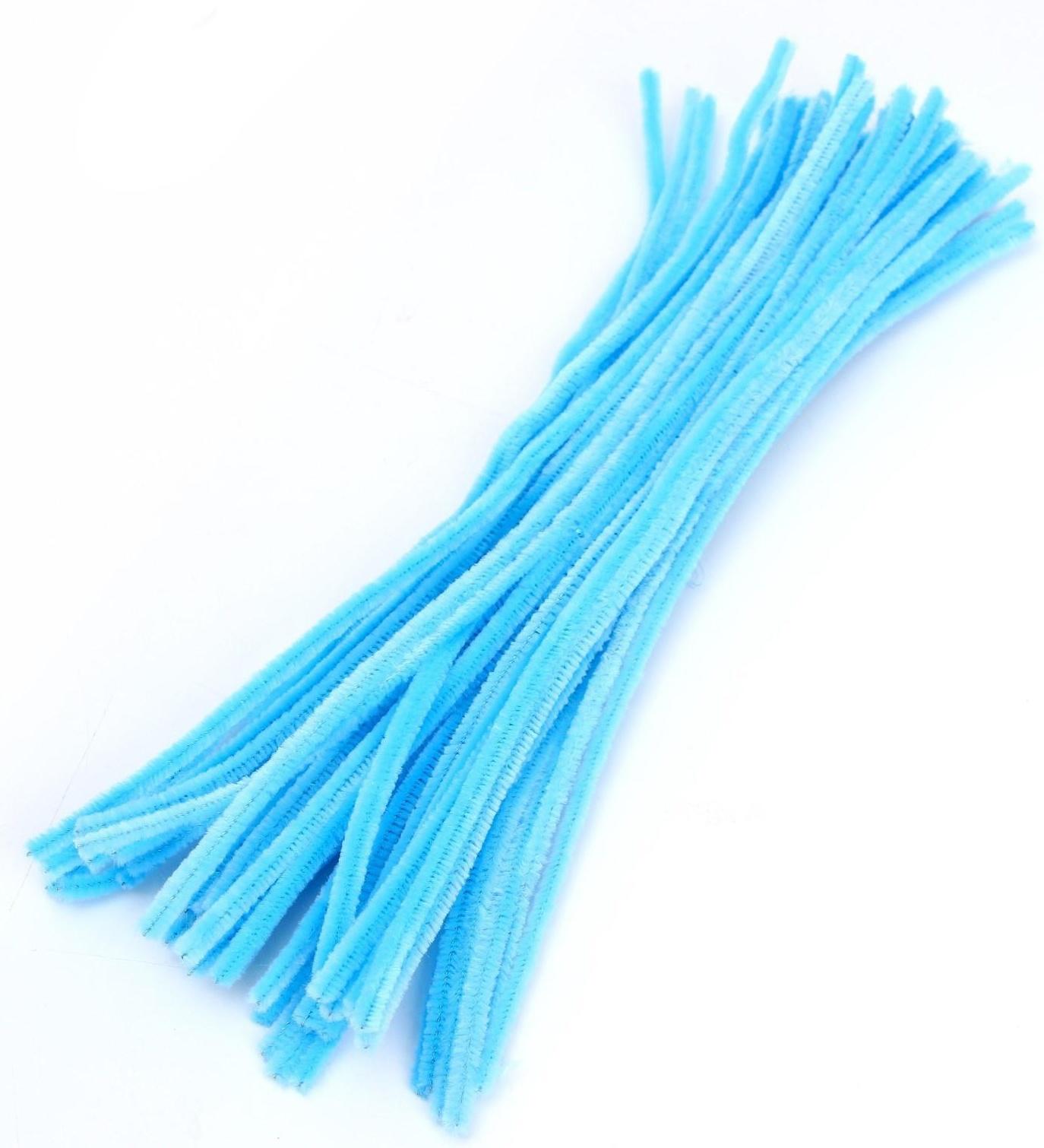 Проволока с ворсом для поделок и декора набор 50 шт., размер 1 шт. 30 × 0,6см, цввет светло-голубой