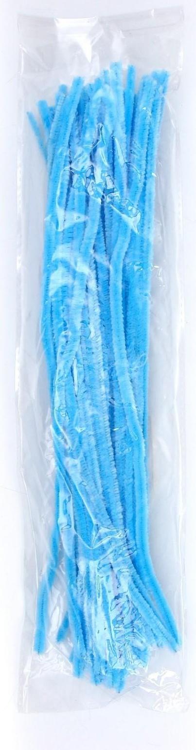 Проволока с ворсом для поделок и декора набор 50 шт., размер 1 шт. 30 × 0,6см, цввет светло-голубой