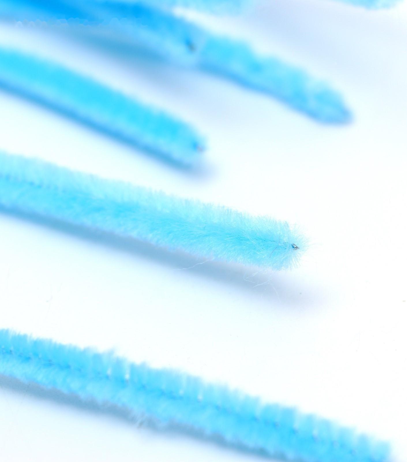 Проволока с ворсом для поделок и декора набор 50 шт., размер 1 шт. 30 × 0,6см, цввет светло-голубой