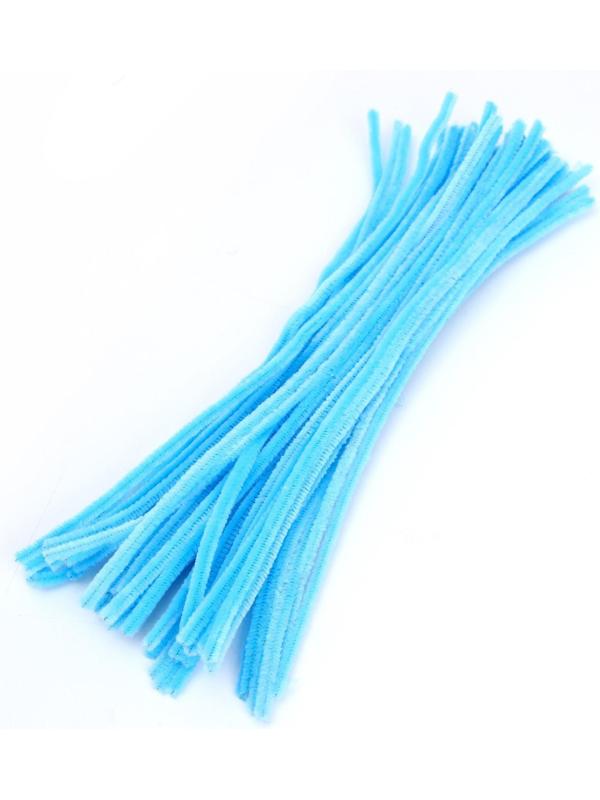 Проволока с ворсом для поделок и декора набор 50 шт., размер 1 шт. 30 × 0,6см, цввет светло-голубой