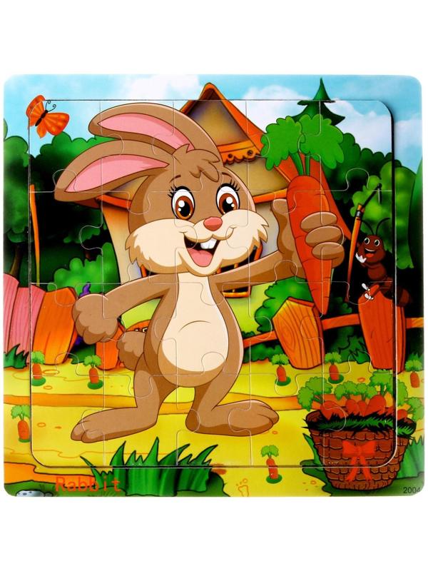 Детский деревянный пазл «Заяц» 15 × 15 × 0,6 см